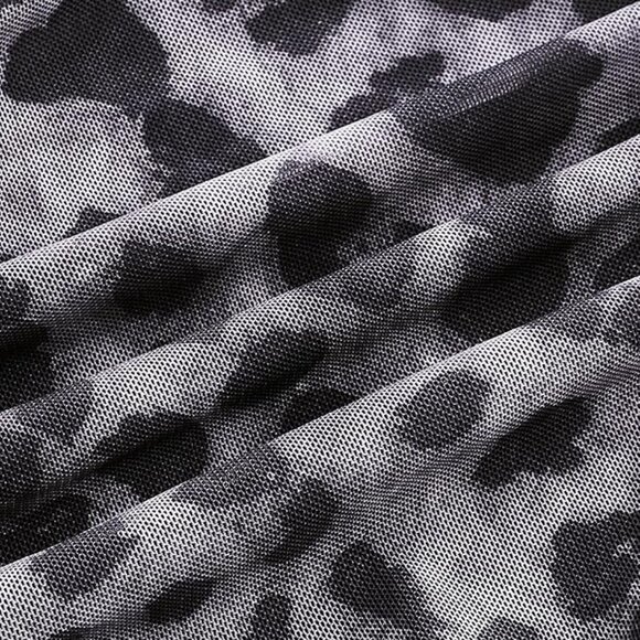 Black Preppy Women's Leopard Jacquard Halter Top - Picture 3 of 6